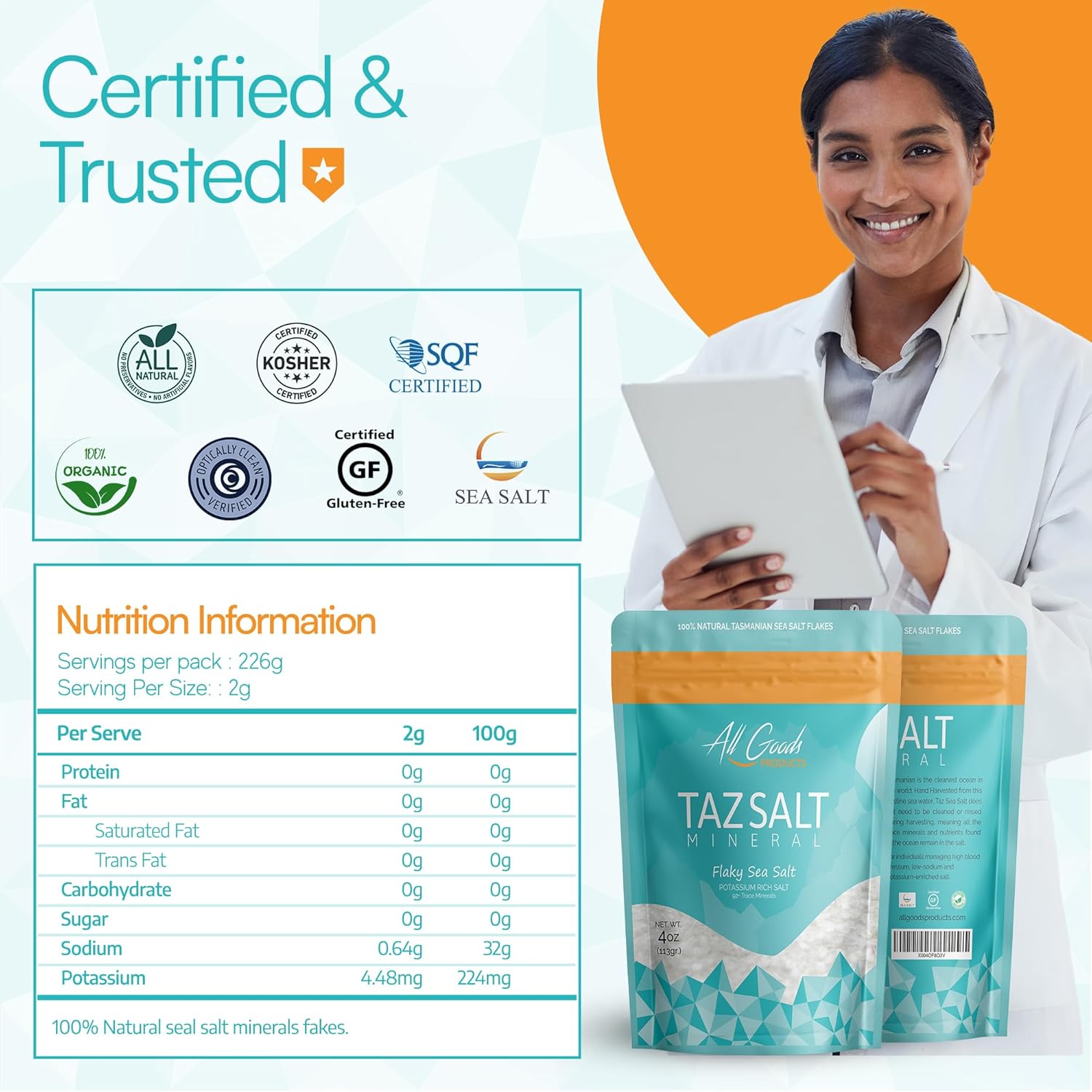 All Goods TazSalt 4oz Mineral MICRO Flaky Sea Salt