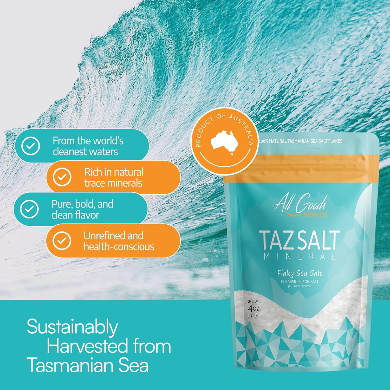 All Goods TazSalt 4oz Mineral MICRO Flaky Sea Salt