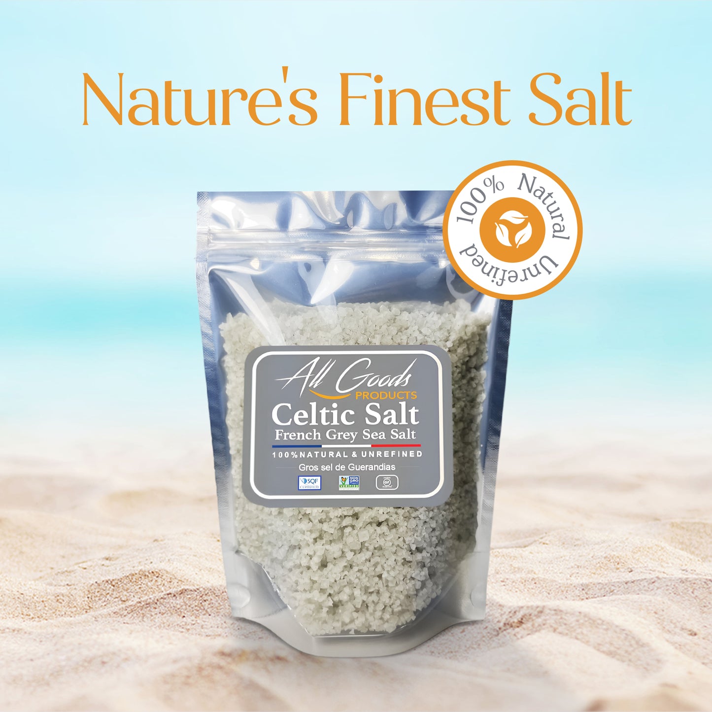 All Goods Mineral Celtic Sea Salt 5oz Coarse,   French Gray Celtic Salt.