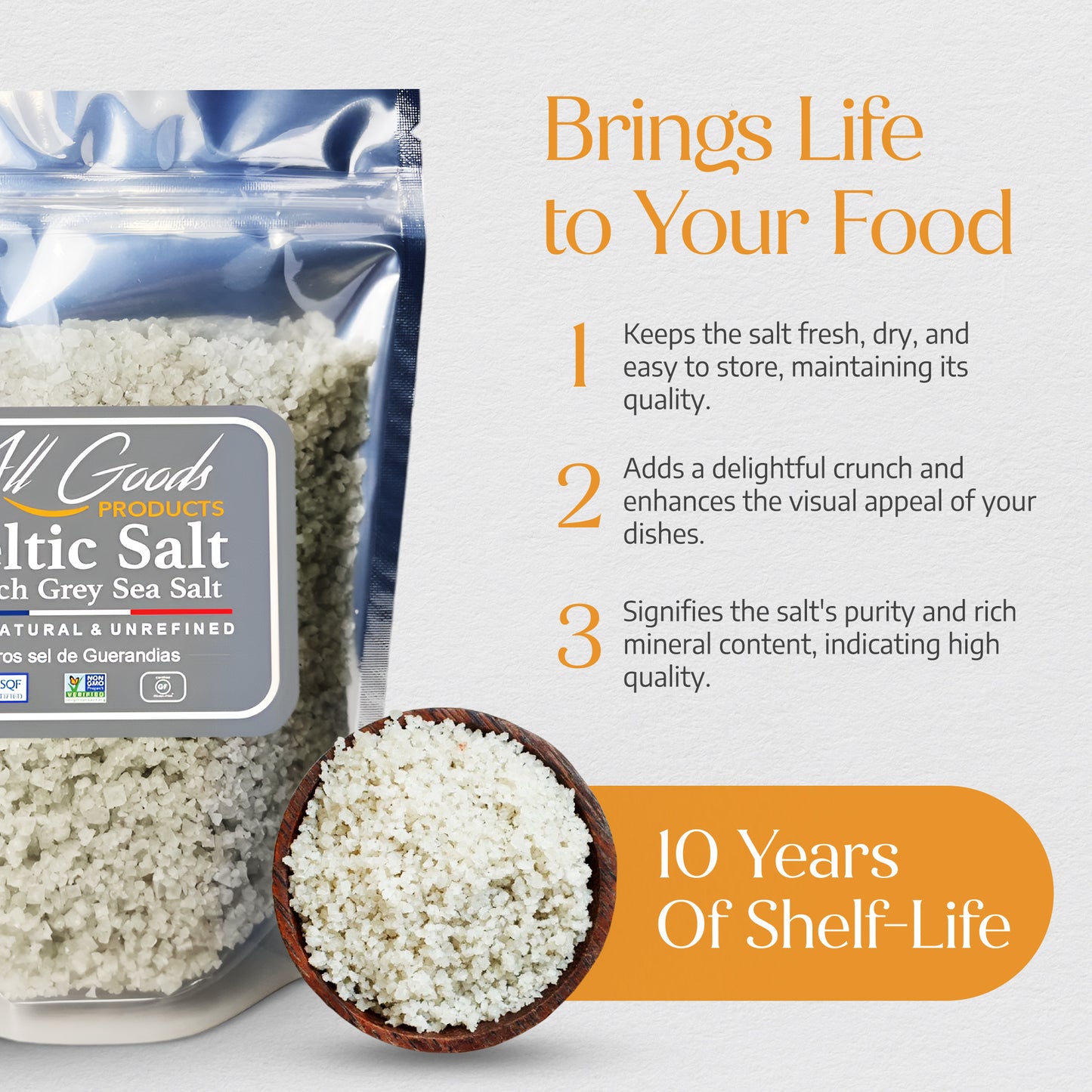 All Goods Mineral Celtic Sea Salt 5oz Coarse,   French Gray Celtic Salt.