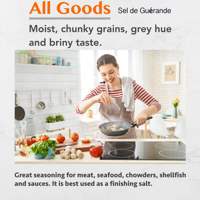 All Goods Grey Sea Salt Organic 82 Minerals Fine Ground - 7oz, French Gray, Hand-Harvested, Les Guérandais, Unrefined.