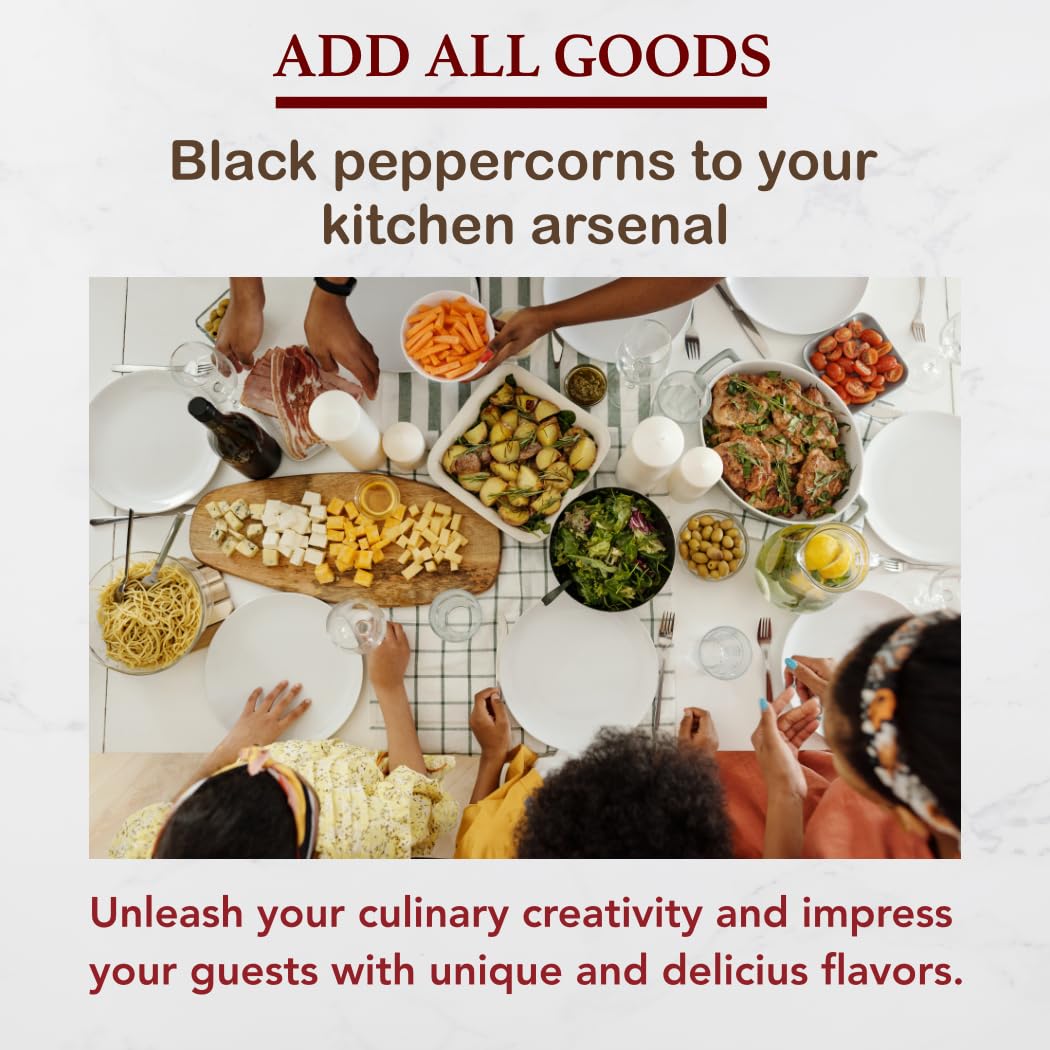 Whole Black Peppercorns - Whole Black Pepper Bulk, Fresh Peppers 8oz