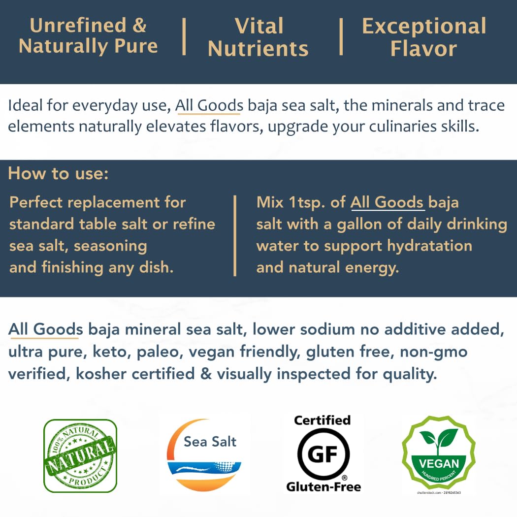 All Goods Baja Mineral Sea Salt Coarse Grain 16oz 92+ Trace Minerals