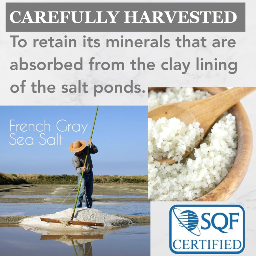 French Grey Sea Salt Coarse Grain 12oz Hand harvested 82+ Minerals