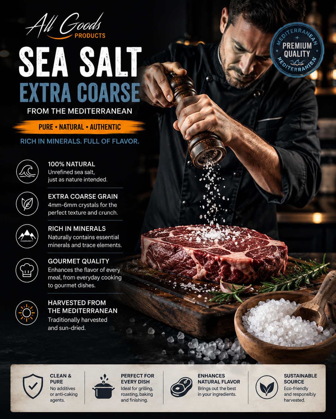 Mediterranean Coarse Sea Salt For Grinder Refill 8oz