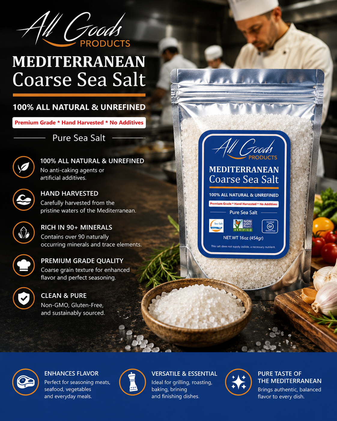 Mediterranean Coarse Sea Salt For Grinder Refill 8oz