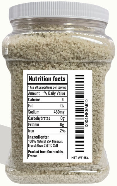 All Goods Organic Grey Sea Salt – 4 lb Coarse Jar, 82 Minerals, French Gray, Hand-Harvested, Les Guérandais, Unrefined.