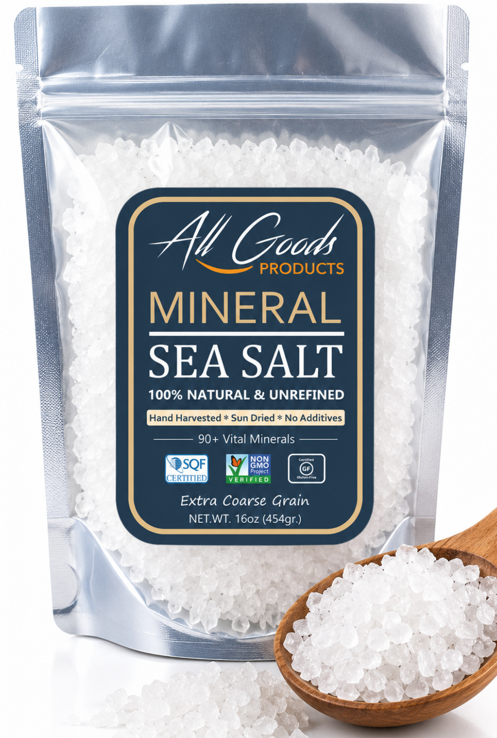 All Goods Baja Mineral Sea Salt Coarse Grain 16oz 92+ Trace Minerals