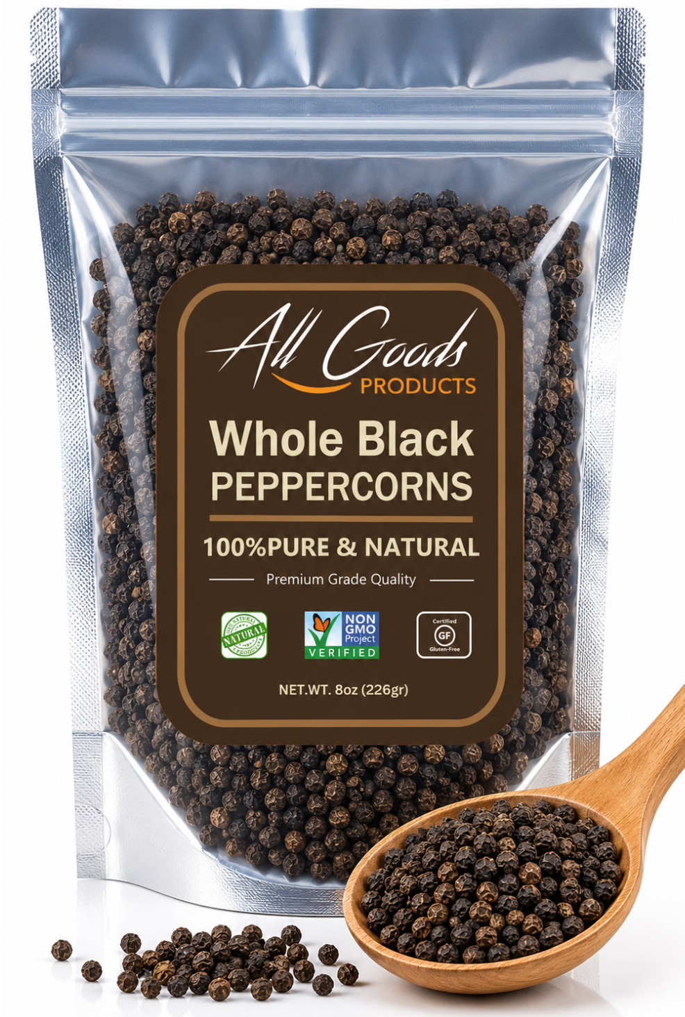 All Goods Whole Black Peppercorns - Whole Black Fresh Peppers 8oz